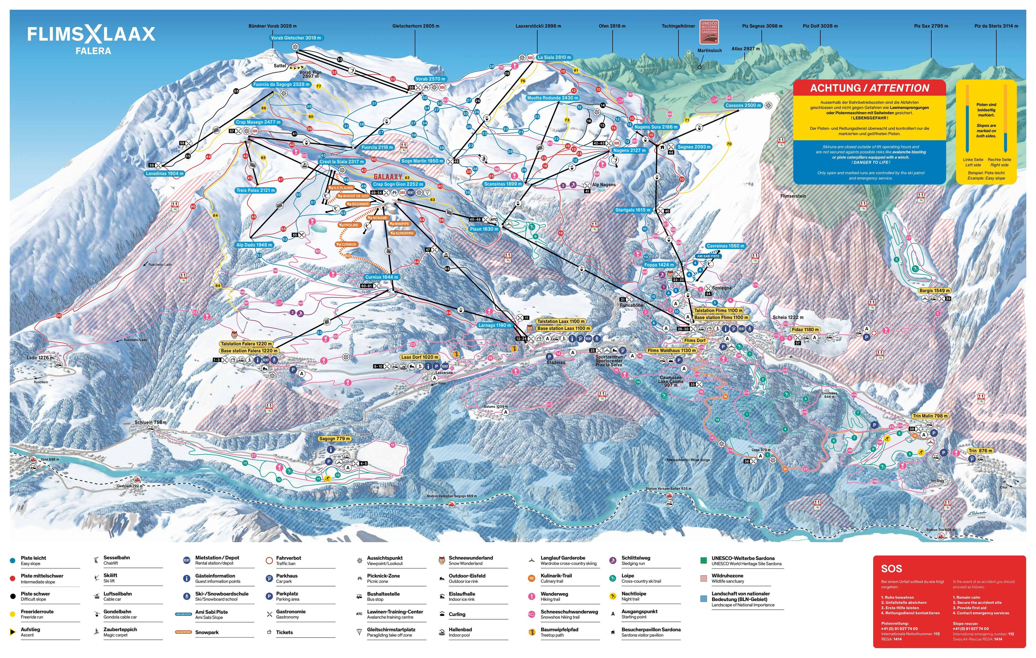 Mapa tras — LAAX · tylko dojazd własny