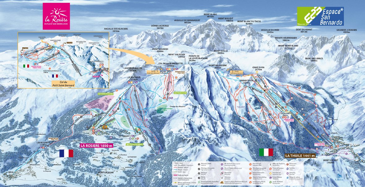 Mapa tras — La Rosiere + La Thuile