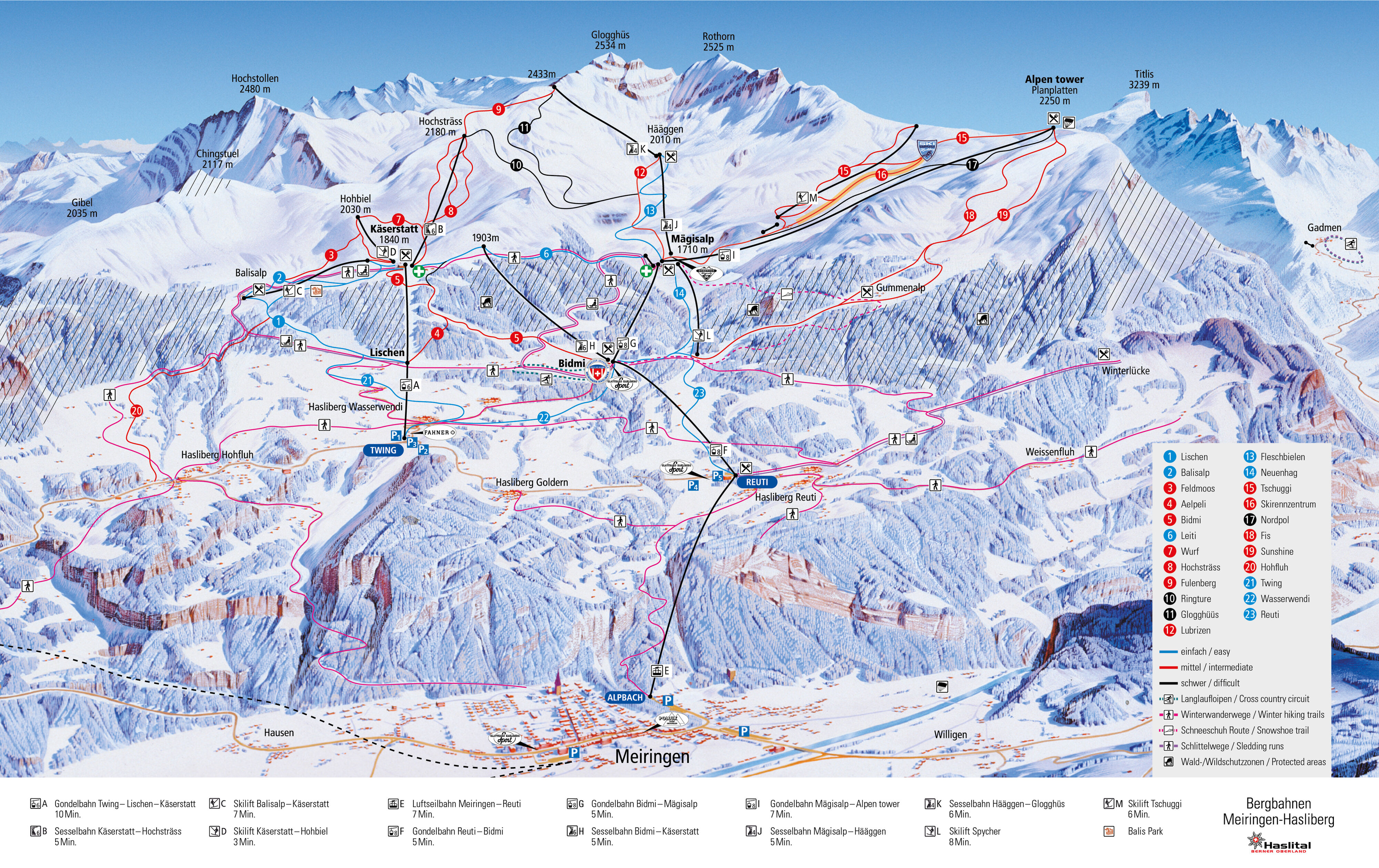 Mapa tras — Meiringen · tylko dojazd własny